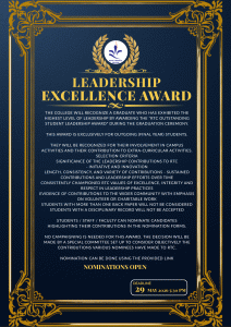 Call for Nominations: RTC Outstanding Student Leadership Award 2026