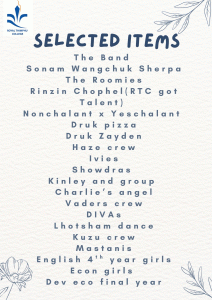 Selected items for the annual concert