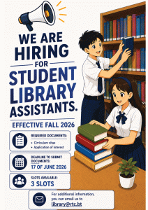 Vacancy for Student Library Assistants | Fall 2026