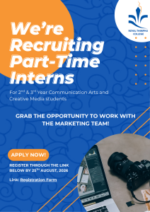 Part-Time Internship Opportunity Announcement for Communication Arts and Creative Media Students