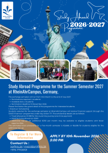 Study Abroad Programme – Summer Semester 2027 at RheinAhrCampus, Germany